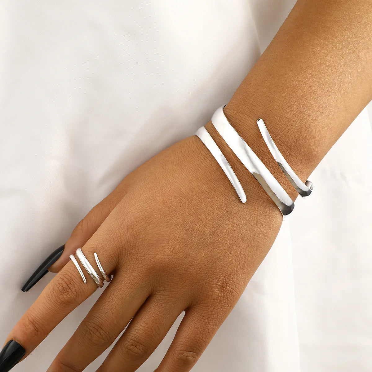 Aurelle Geometric Bracelet & Ring Set