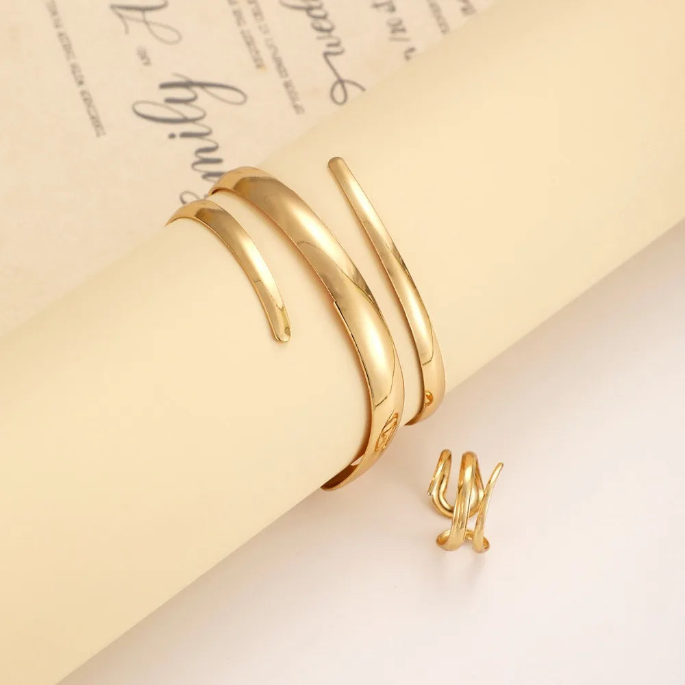 Aurelle Geometric Bracelet & Ring Set