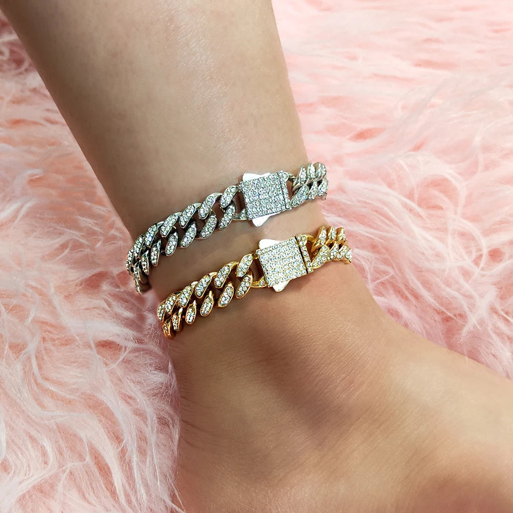 Aurelia Iced Cuban Anklet