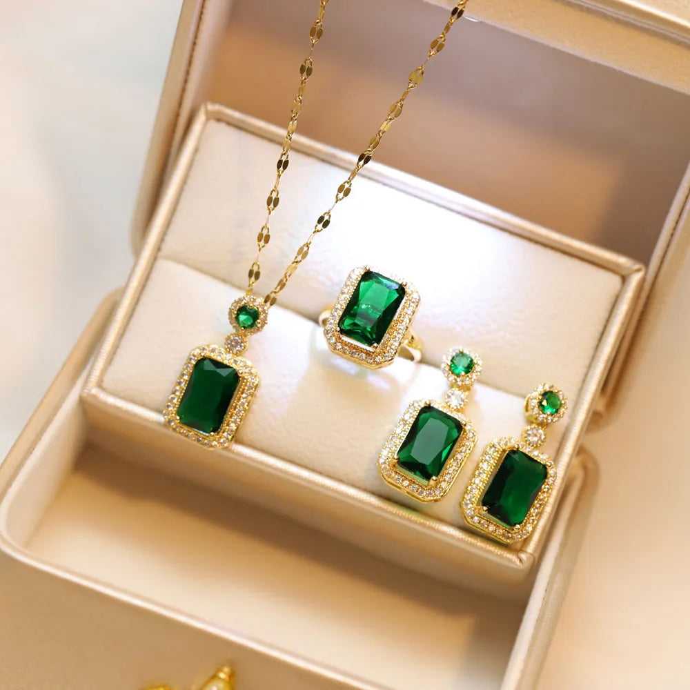 Celestine Quadrate Rhinestone Jewelry Set