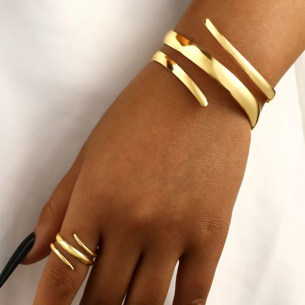 Aurelle Geometric Bracelet & Ring Set