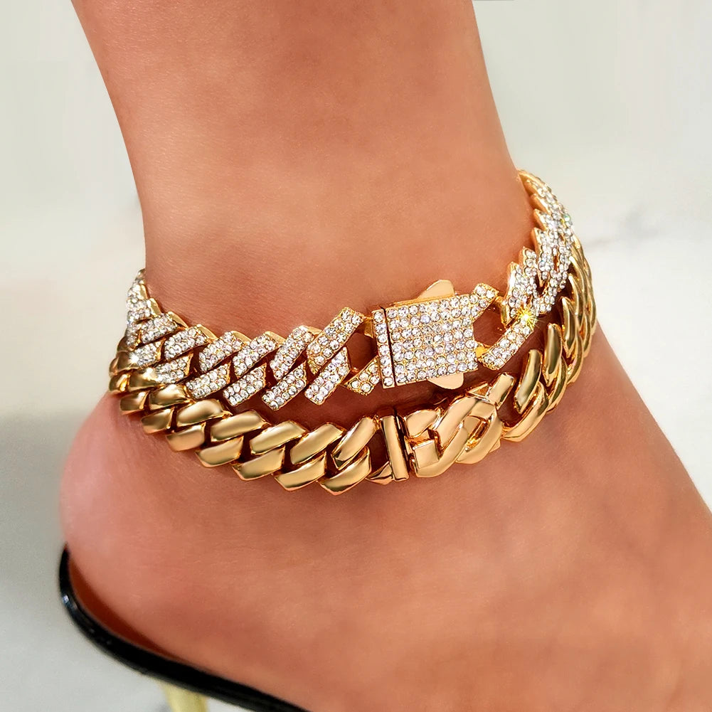 Aurelia Iced Cuban Anklet