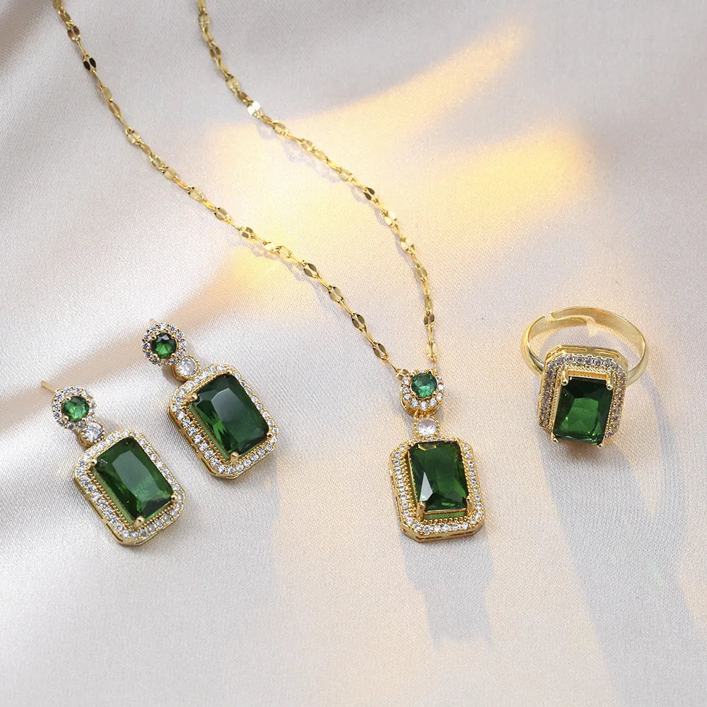 Celestine Quadrate Rhinestone Jewelry Set